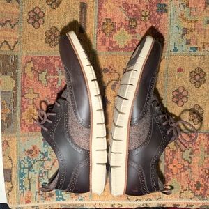 Cole Haan ZeroGrand brown leather/fabric wingtips